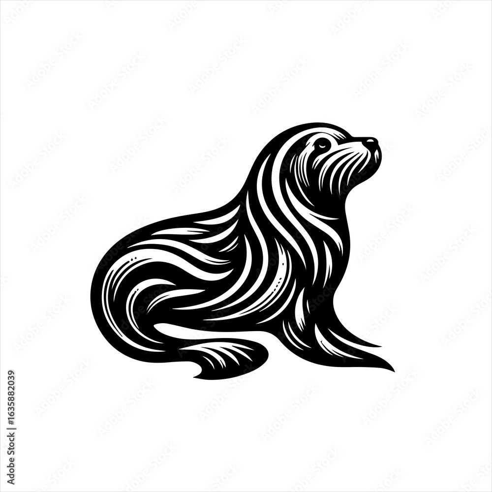 custom made wallpaper toronto digitalStylized black and white illustration of a seal