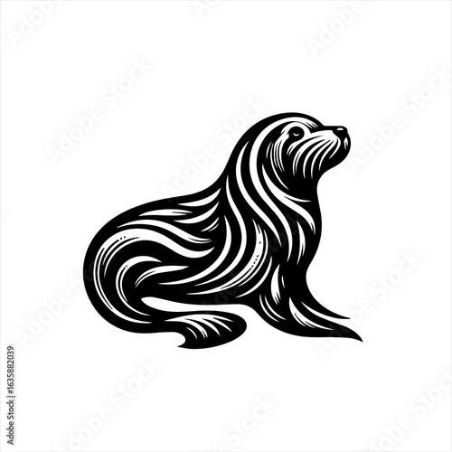 Wallpaper Mural Stylized black and white illustration of a seal Torontodigital.ca
