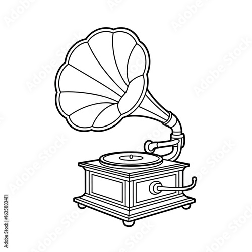 old gramophone with vinyl record