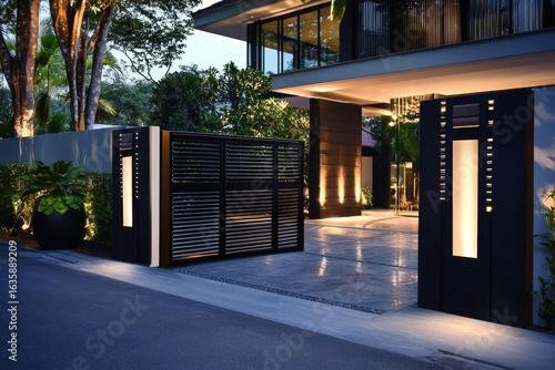 Innovative photovoltaic gate system enhances home access.