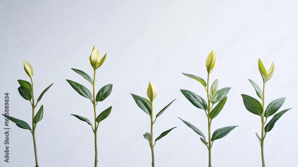 Fototapeta premium Minimalistic botanical arrangement featuring delicate buds against bright background