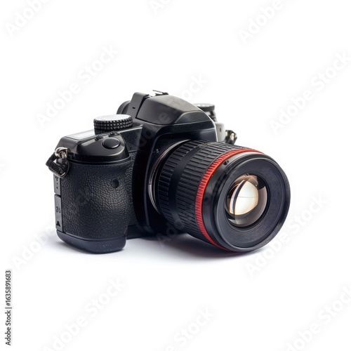 Black DSLR camera, isolated on white (1)