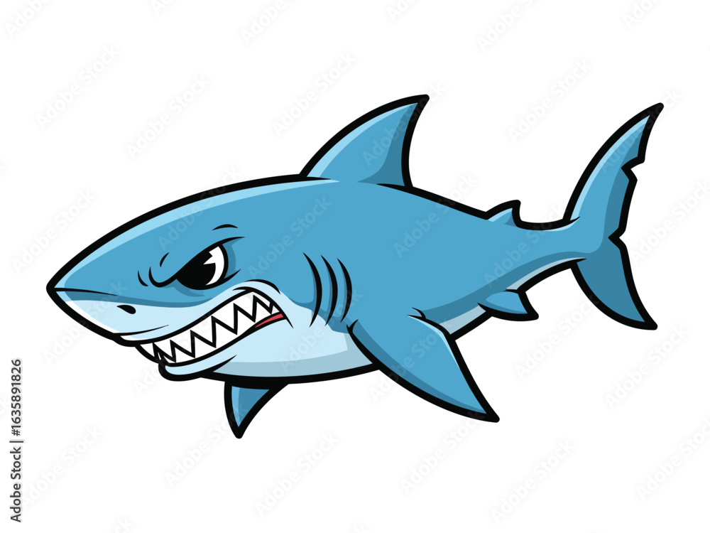 Fototapeta premium Menacing Shark: A fierce shark with a formidable presence glares menacingly, capturing the raw power of this ocean predator, teeth bared in a display of untamed ferocity.