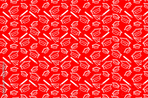 Seamless pattern of school-related icons. Set of school supply icons. Doodle school supplies icon. Back to school with school attributes icon. Education-theme icon collections.