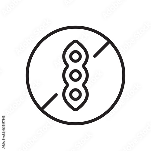 Soy free line simple icon in a flat style. Allergen free symbol, warning. Leguminous, oilseed and forage crops sign. Vector illustration. Editable stroke. Isolated on a white background.