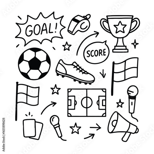 Hand drawn soccer doodles