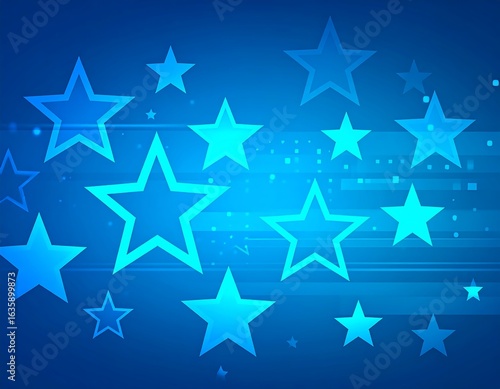 Abstract blue background with stars and lines