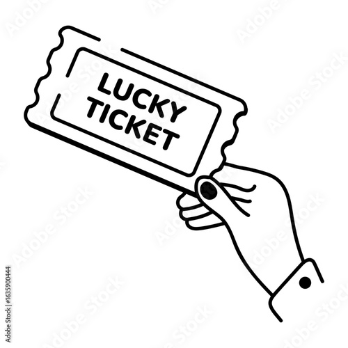 A doodle style icon denoting a lucky ticket 
