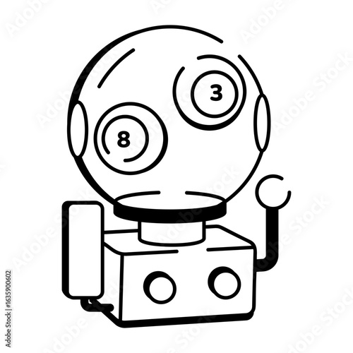 A hand drawn style icon showing a lottery drum container
