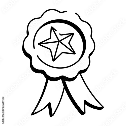 A hand drawn style icon showing a winner badge 
