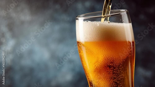 Refreshing beer glass closeup Generative AI