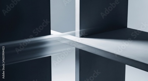 Abstract intersection of planes, light shining through openings