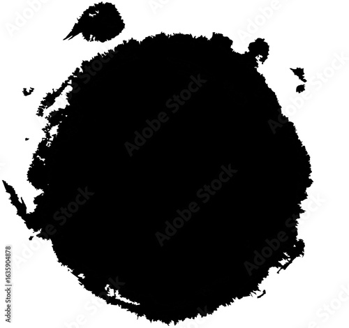 Vector art of abstract black ink circle with fluid motion isolated on transparent background