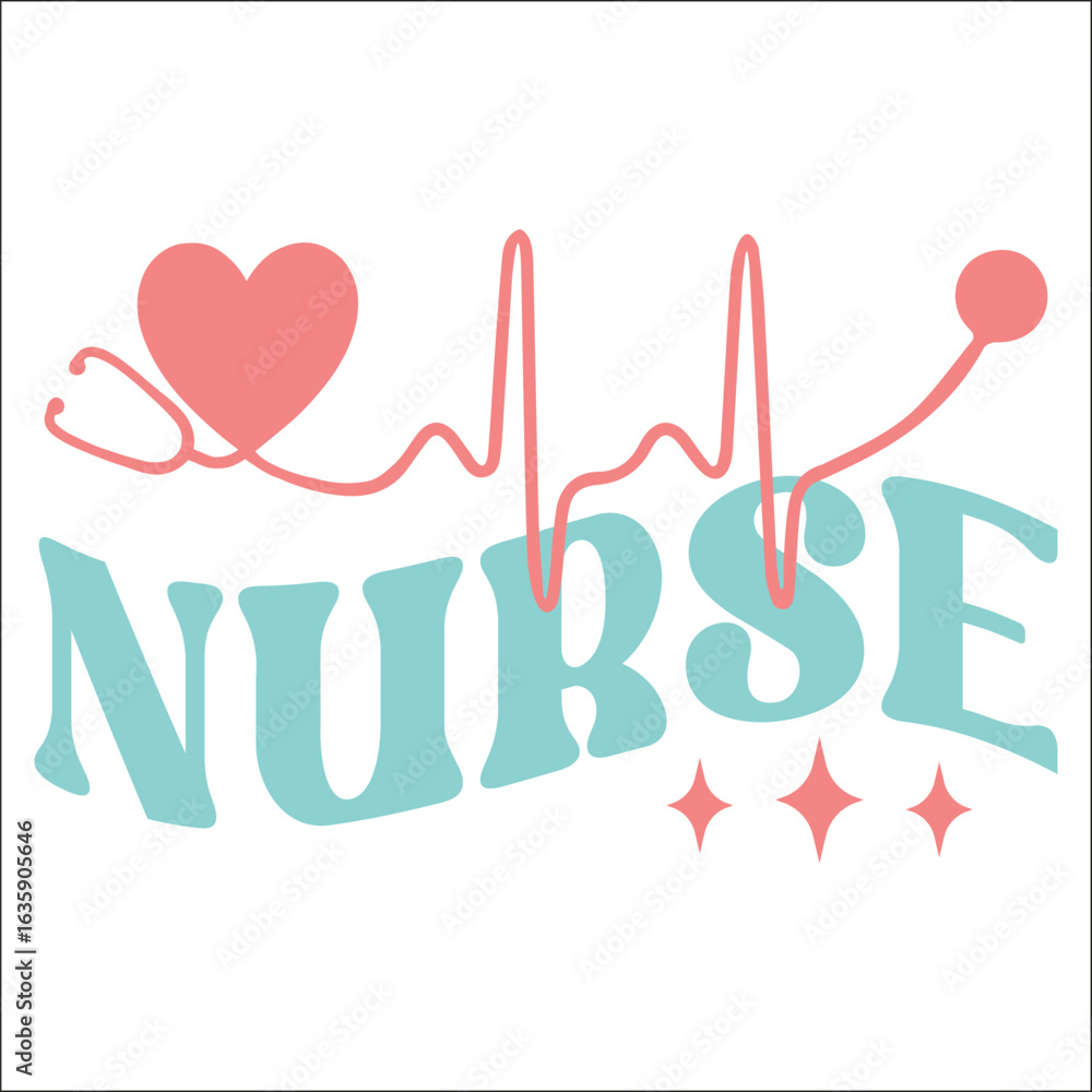 Obraz premium Retro Nurse Valentine EPS Design, Nurse EPS