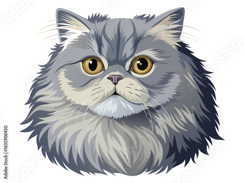 Captivating Persian cat portrait with striking amber eyes, perfect for pet lovers and feline enthusiasts.