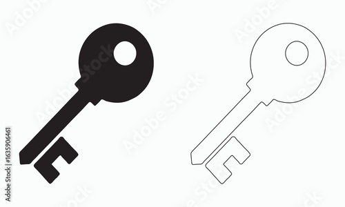 Simple Black and White Key Icons for Design
