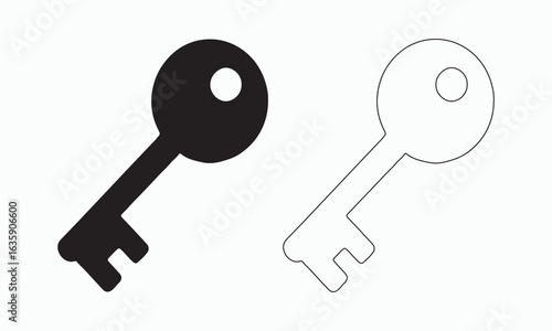 Simple Black and White Key Icons for Design
