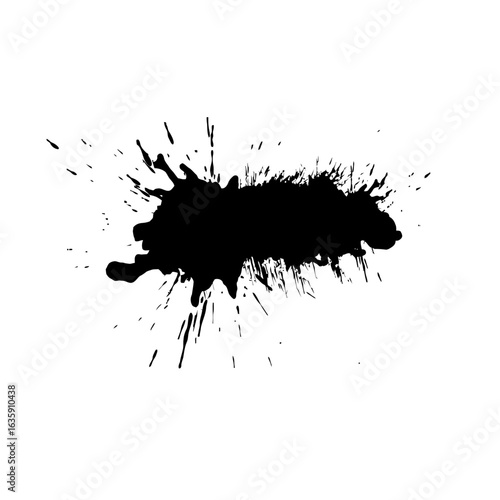 Vector art of black ink splatter isolated on transparent background