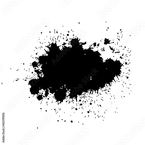 Vector art of abstract black ink splash and splatter isolated on transparent background