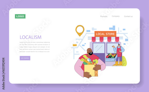 Shopping at Local Store Vector Illustration