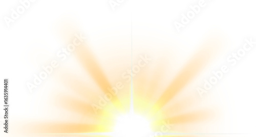 burning sun light effect isolated on transparent background