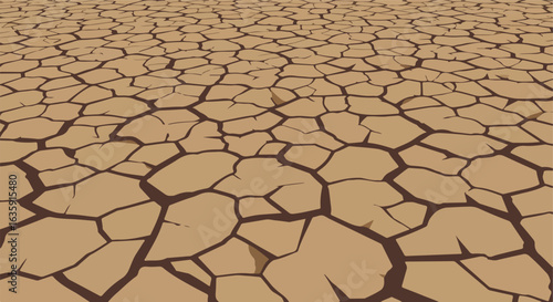 Cracked earth Arid and brown ground pattern, parched soil shows polygonal shapes
