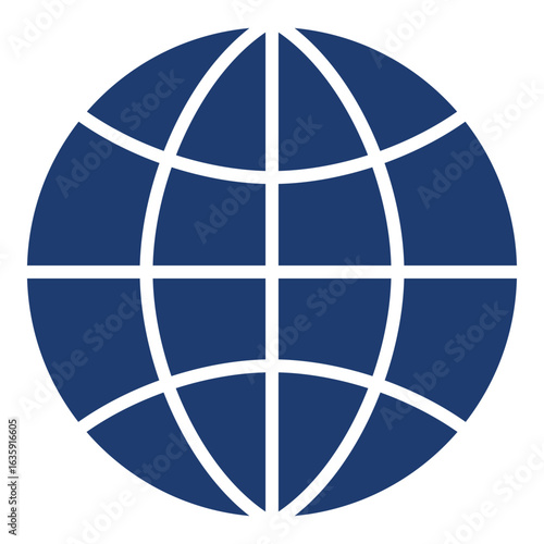 Globe In Blue Monochrome Flat Design, Vector Illustration
