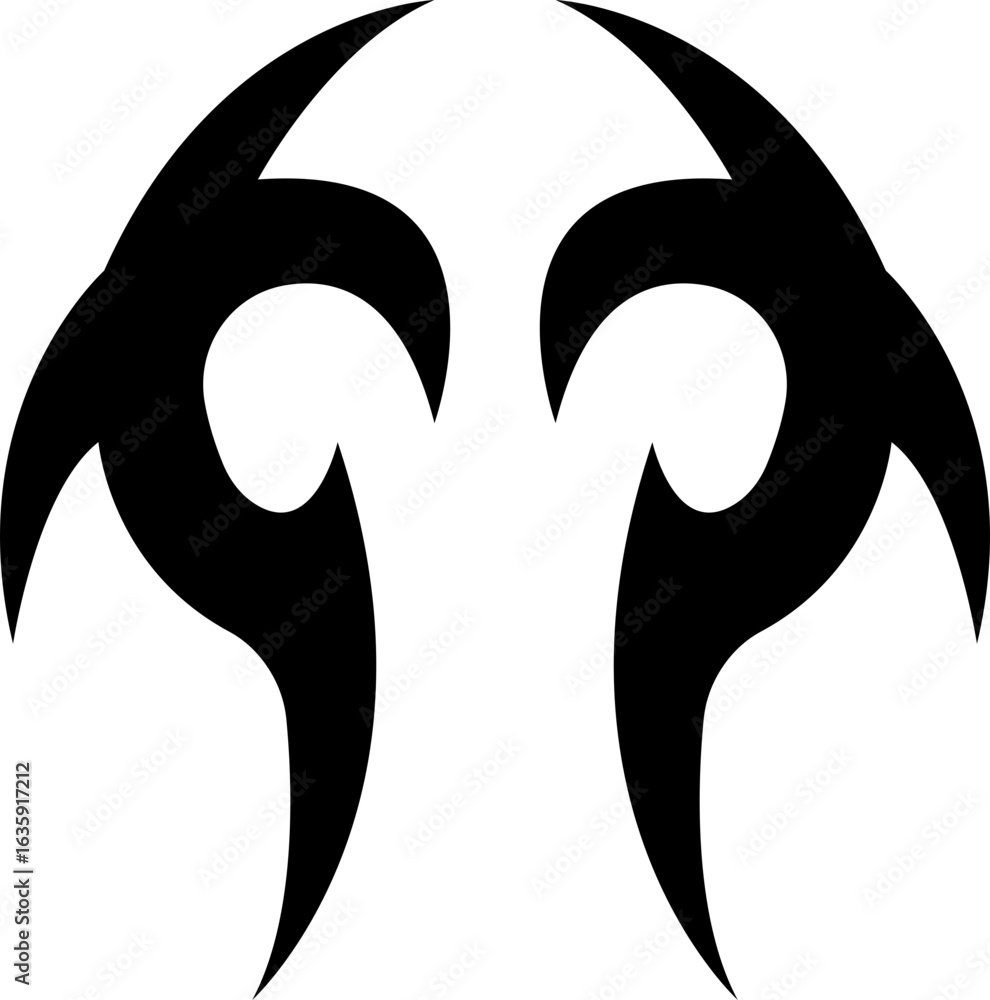 Obraz premium Tribal tattoo icon in black flat style. ethnic body art symbol vector, decorative pattern silhouette, abstract design shape and ornamental ink illustration isolated on transparent background.