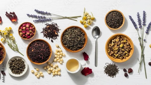 Assortment of Dried Herbal Teas and Flowers