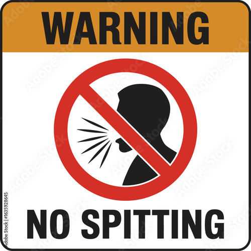 Warning sign prohibiting spitting in public.