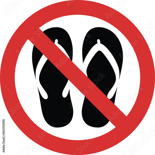 Prohibited Footwear: No Flip-Flops Allowed Sign