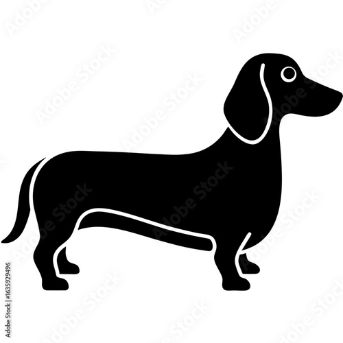 Black silhouette of a dachshund dog clean vector icon style