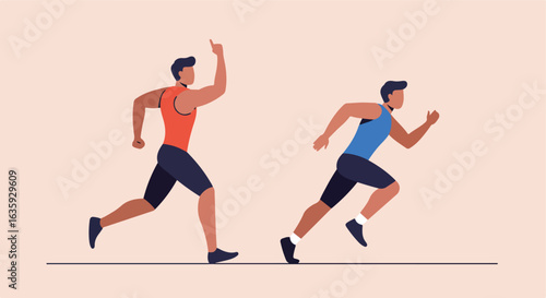 Runners Two athletes speeding by with one in the lead, full of energy and motion