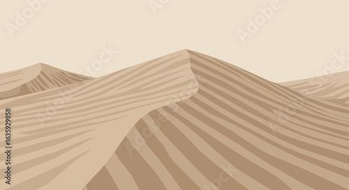 Desert Dunes Toned illustration of sand dunes. Earthy color palette, light beige sky