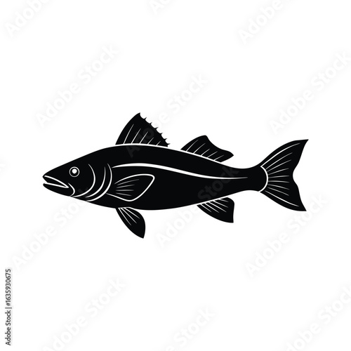 walleye swimming forward silhouette with natural b.eps