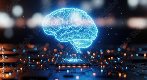 Wallpaper Mural Artificial intelligence brain on a futuristic circuit board, representing the concept of machine learning, neural networks, and advanced technology Torontodigital.ca