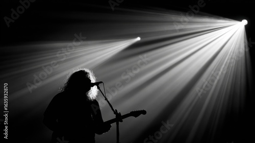Silhouetted Guitarist Under Stage Lights