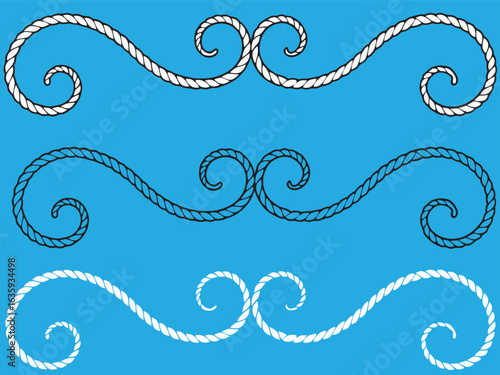 Rope Border Lasso vector illustration Rope silhouette