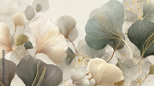 Abstract Floral Design With Ginkgo Leaves