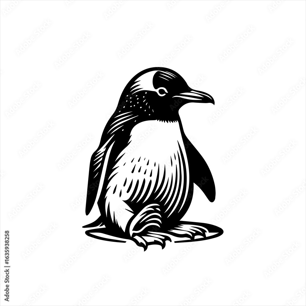 Obraz premium Stylized black and white penguin illustration