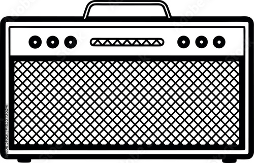 Amplifier guitar music audio sound system vector line art illustration