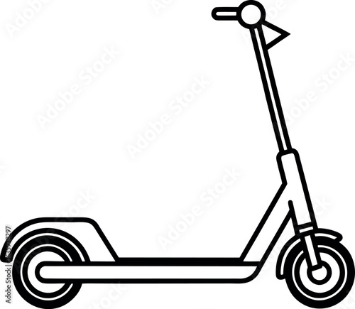 Scooter transport vehicle travel minimal vector line art illustration