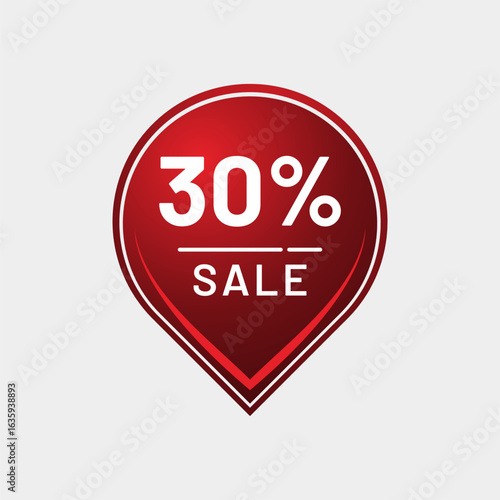 30% Discount Icon – Vector Red Badge for Flash Sale Events