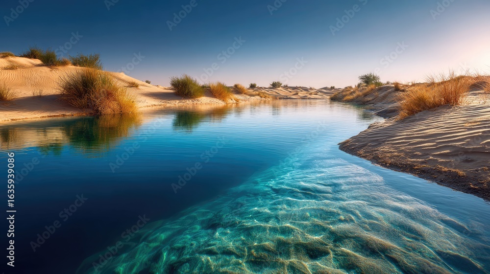 Fototapeta premium Tranquil oasis in the desert landscape.