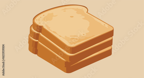 Stack of sliced bread. Simple, stylized illustration on beige background