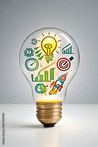 Creative Innovation: Lightbulb and Gears Symbolizing Ideas and Problem Solving