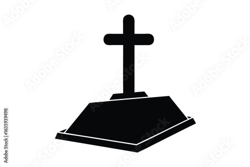 cross on grave vector icon