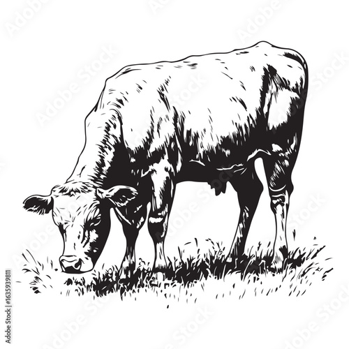 cow silhouette vector icon. black angus vector illustration 