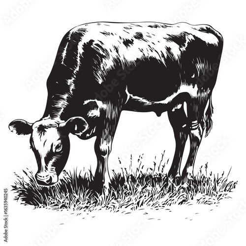 cow silhouette vector icon. black angus vector illustration 