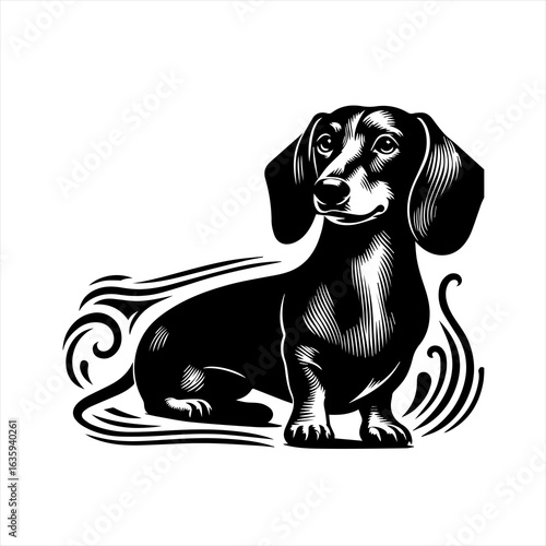 Wallpaper Mural Stylized black and white dachshund dog illustration Torontodigital.ca